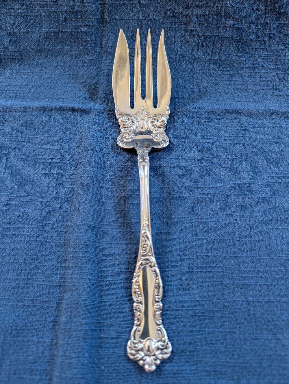 VTG Oxford Silver‎ Plate Meat Serving Fork, WM Rogers & Son AA, Made In USA 7.5"